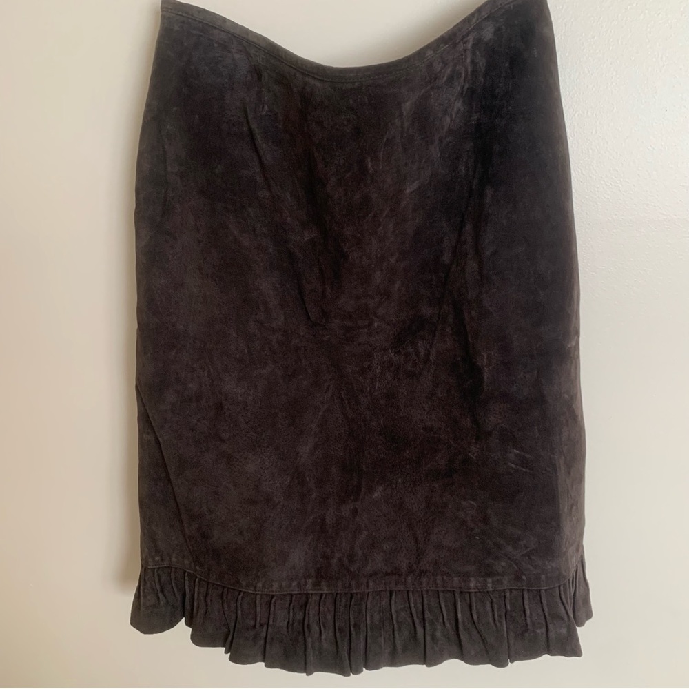 Vintage 70’s Real Leather Brown Suede Skirt size 12